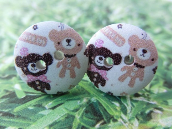 Holz Knopf Ohrstecker Teddy Bär